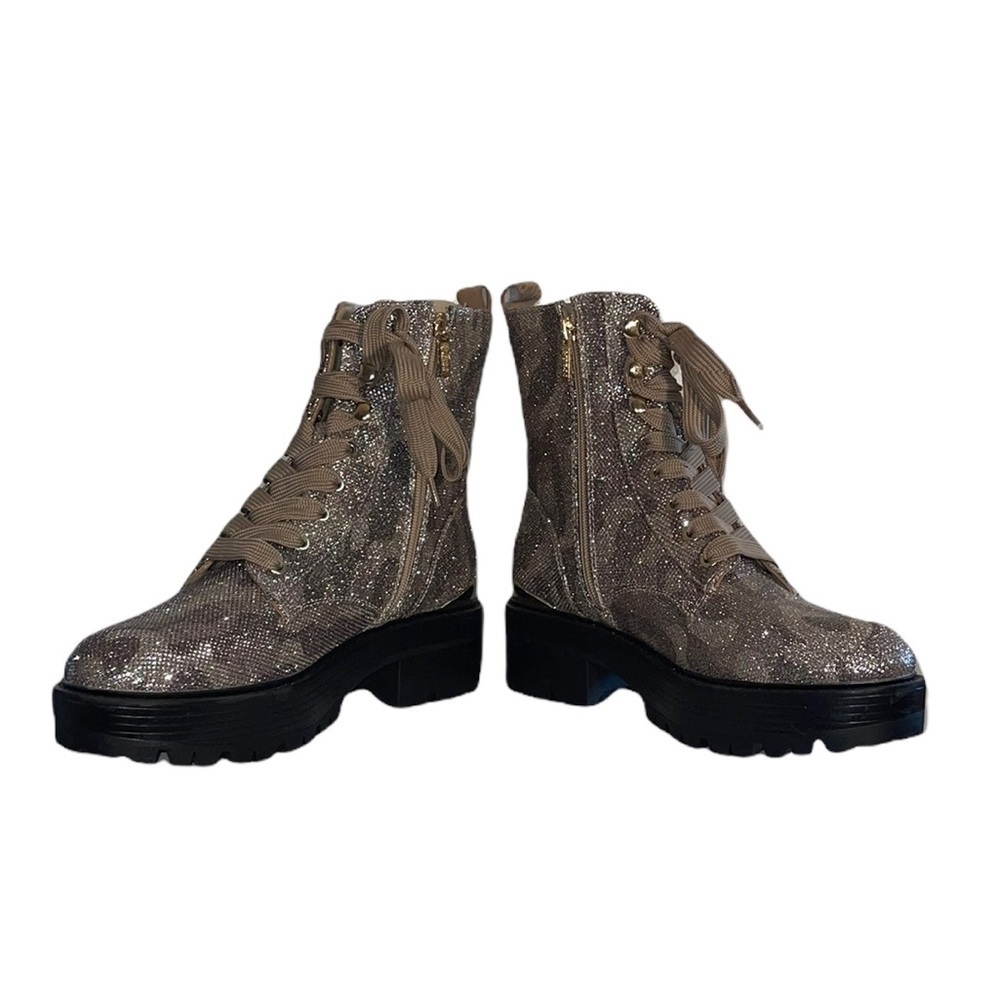Guess Fearne Lug Sole Glitter Gold combat Boots. Size 9 1/2. - NWOT - Picture 6 of 16